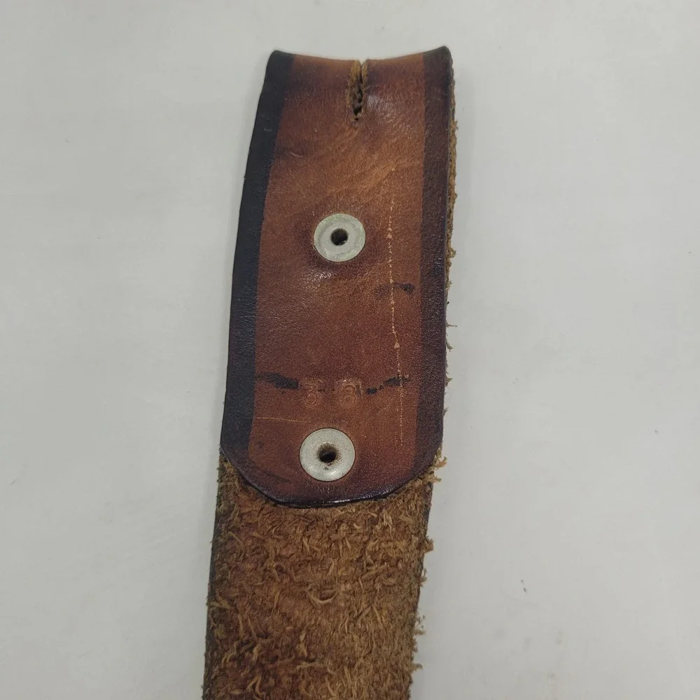 Brown Leather Belt 38 Painted Tooled Leather Concho Western Ranch Cowboy Rodeo